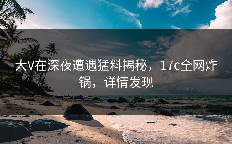 大V在深夜遭遇猛料揭秘，17c全网炸锅，详情发现