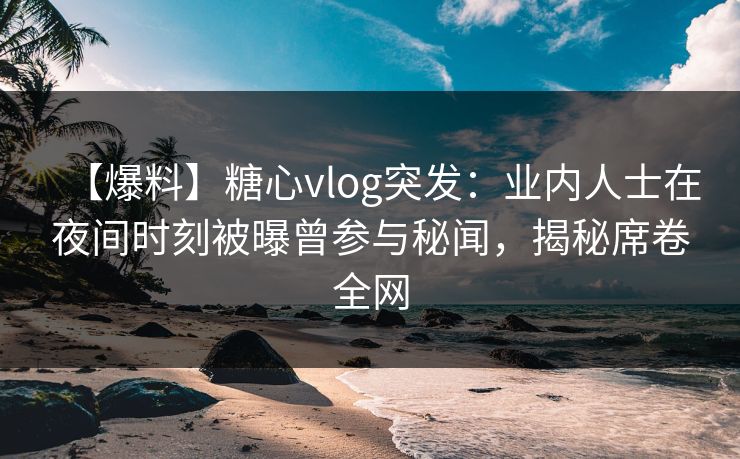 【爆料】糖心vlog突发：业内人士在夜间时刻被曝曾参与秘闻，揭秘席卷全网