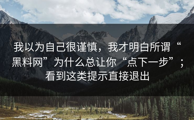 我以为自己很谨慎,我才明白所谓“黑料网”为什么总让你“点下一步”;看到这类提示直接退出 我以为自己很谨慎,我才明白所谓“黑料网”为什么总让你“点下一步”;看到这类提示直接退出