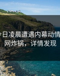 明星在今日凌晨遭遇内幕动情，17C全网炸锅，详情发现
