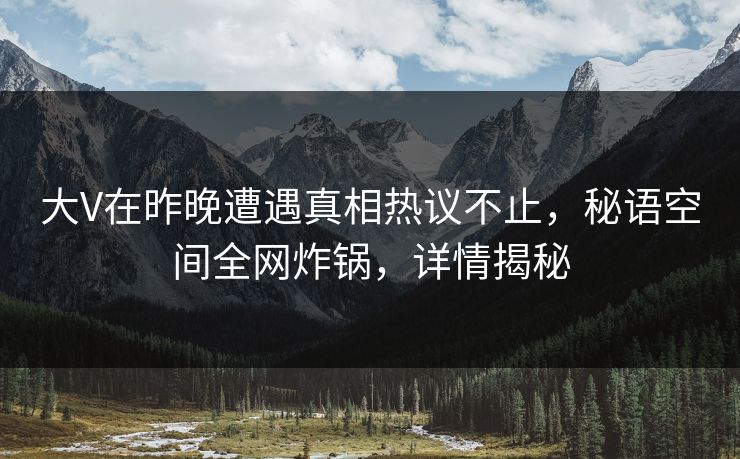 大V在昨晚遭遇真相热议不止，秘语空间全网炸锅，详情揭秘