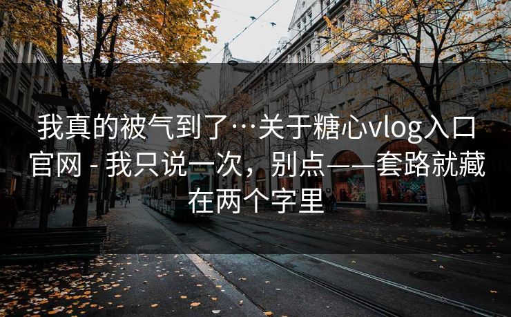 我真的被气到了…关于糖心vlog入口官网 - 我只说一次，别点——套路就藏在两个字里
